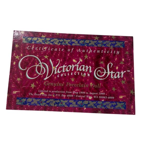 Victorian Star Blue Porcelain Doll With Certificate Of Authenticity 1999 Vintage - Picture 6 of 7